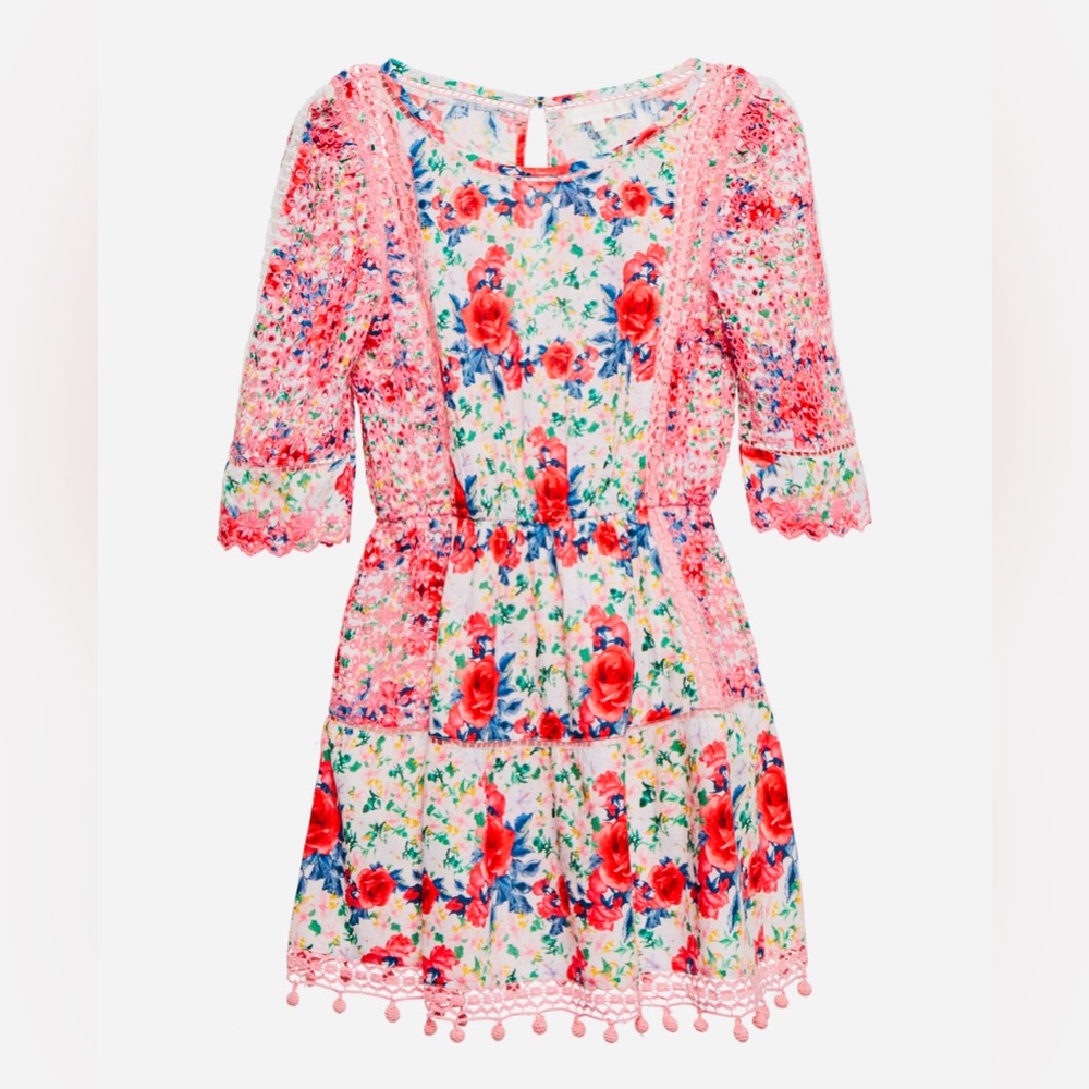 LoveShackFancy Novalie Embroidered Floral Mini Dress